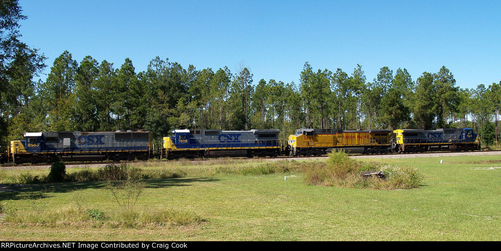 Q606 with CSXT 7382, UP5863, CSXT7608, CSXT8563 and UP4930